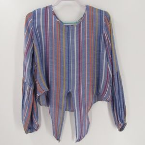Charlotte Russe Striped Pullover Front Tie Blouse